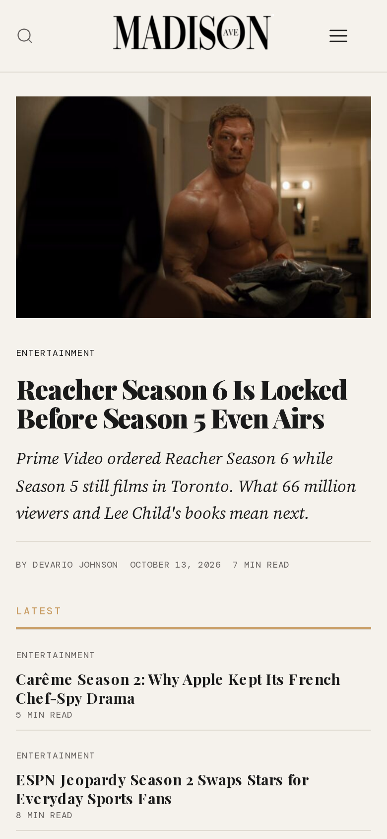 Madison Ave Mag homepage on a phone